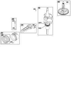 Crankshaft Group Diagram and Parts List for 49T877-0035-G1 400000 - 699999 Briggs and Stratton Engine